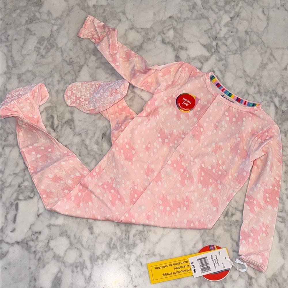 NWT MAGNETIC ME PINK & WHITE MODAL FOOTIE 18/24M